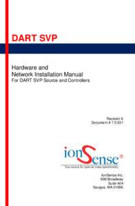 DART SVP Hardware and Network Installation Manual For DART SVP Source and Controllers  Revision 6