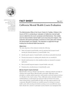 California Mental Health Courts Evaluation Page 1 of 2 ADMINISTRATIVE OFFICE OF THE COURTS