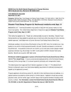 Microsoft Word - Northwood residents have until Sept 21 to apply for disast…