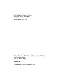 Exploring the Scope of Primary Supports in an Urban Area Amelia Kohm, Sunil Garg Chapin Hall Center for Children at the University of Chicago 1313 East 60th Street