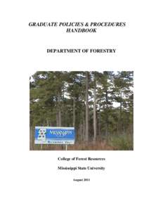 GRADUATE POLICIES & PROCEDURES HANDBOOK DEPARTMENT OF FORESTRY  College of Forest Resources