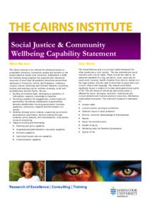 Social Justice & Community Wellbeing Capability Statement Who We Are Our Work