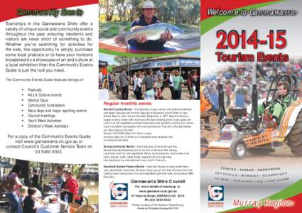 Community Events  Welcome to Gannawarra Townships in the Gannawarra Shire offer a variety of unique social and community events