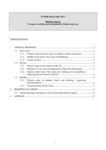 EUSDR Report June 2013 Priority Area 1a To improve mobility and multimodality: Inland waterways TABLE OF CONTENTS