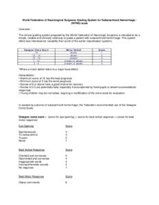 World Federation of Neurologic Surgeons Grading System for Subarachnoid Hemorrhage