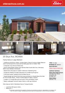eldersechuca.com.au  20 Skye Ave, MOAMA Family Home on Large Allotment * 4 Bedrooms with Built In Robes, including Walk In Robe & Ensuite to Master Bedroom which is at the back of the house and has sliding glass door to 