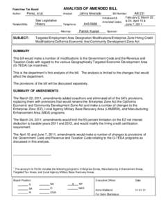 Targeted Employment Area Designation Modifications/Enterprise Zone Hiring Credit Modifications/California Economic And Community Development Zone Act