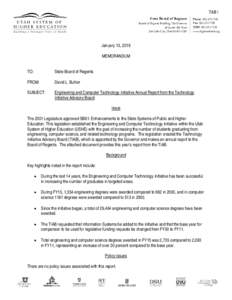 TAB I State Board of Regents Board of Regents Building, The Gateway 60 South 400 West Salt Lake City, Utah