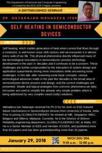 The Department of Electrical and Computer Engineering co-hosted by the EDS UCR Chapter presents: A DISTINGUISHED SEMINAR DR. NATARAJAN MAHADEVA IYER