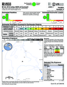 Salcha /  Alaska / Seismology / Earthquake / Mercalli intensity scale