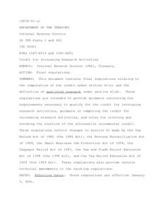 [[removed]u] DEPARTMENT OF THE TREASURY Internal Revenue Service 26 CFR Parts 1 and 602 [TD[removed]RINs 1545-AV14 and 1545-A051