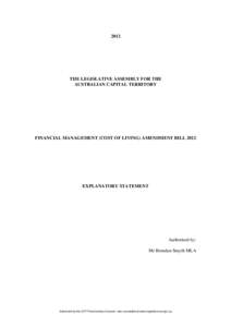 2012  THE LEGISLATIVE ASSEMBLY FOR THE AUSTRALIAN CAPITAL TERRITORY  FINANCIAL MANAGEMENT (COST OF LIVING) AMENDMENT BILL 2012