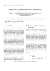 c 1999 Nonlinear Phenomena in Complex Systems ° Abnormal Character of the Diffusivity-mobility Ratio in Doping Superlattices  D.V. Ushakov and V.K. Kononenko