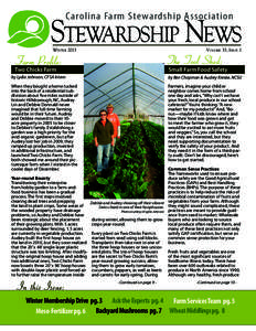 Carolina Farm Stewardship Association  Stewardship News Winter[removed]Volume 33, Issue 1