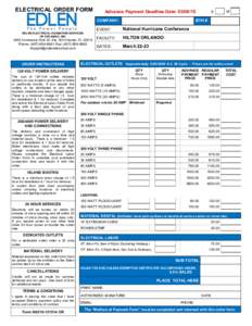 ELECTRICAL ORDER FORM  COMPANY: EDLEN ELECTRICAL EXHIBITION SERVICES OF ORLANDO, INC