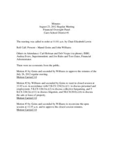 Meeting Minutes of the August 23, 2012 Financial Oversight Panel Cairo School District #1