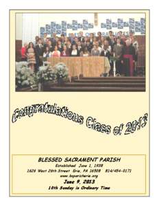 BLESSED SACRAMENT PARISH  Established June 1, [removed]West 26th Street Erie, PA[removed]0171 www.bsparisherie.org