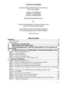 STATE OF CALIFORNIA California Regional Water Quality Control Board North Coast Region Order No. R1[removed]NPDES No. CA0025054 WDID No. 1B96074SSON