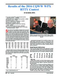 Results of the 2016 CQWW WPX RTTY Contest BY ED MUNS, WØYK It’s not only my first RTTY contest but also my first operation on RTTY…7M4GMH