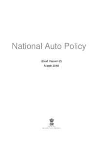 National Auto Policy (Draft Version 2) March 2018 Table of Contents