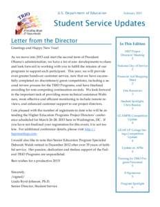 Student Service Newsletter -- February 2013