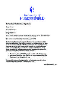 University of Huddersfield Repository Sinha, Pammi Sustainable Textiles Original Citation Sinha, Pammi[removed]Sustainable Textiles. Radar, [removed]pp[removed]ISSN[removed]This version is available at http://eprints.hud.