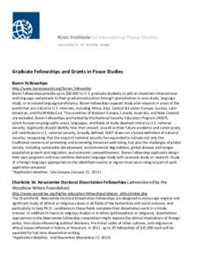 graduate fellowships and grants in peace studies