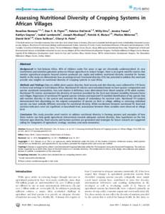 Assessing Nutritional Diversity of Cropping Systems in African Villages Roseline Remans1,2*., Dan F. B. Flynn3., Fabrice DeClerck1,4, Willy Diru5, Jessica Fanzo6, Kaitlyn Gaynor1, Isabel Lambrecht7, Joseph Mudiope8, Patr