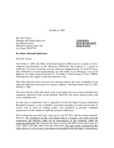 October 21, 2005  Mr. Alex Tafoya Planning and Zoning Supervisor San Miguel County 500 West National, Suite 104