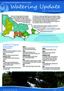 VICTORIAN ENVIRONMENTAL WATER HOLDER  Watering Update Edition 11: July to September 2013