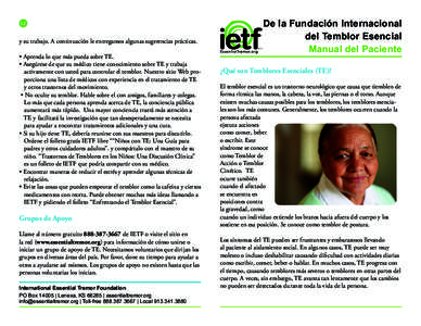 12  y su trabajo. A continuación le entregamos algunas sugerencias prácticas. ©2007 IETF  • Aprenda lo que más pueda sobre TE.