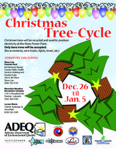 Christmas  Tree-Cycle Christmas trees will be recycled and used to produce electricity at the Novo Power Plant.