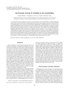 Int. J. Plant Sci[removed]):169–[removed]. Ó 2008 by The University of Chicago. All rights reserved[removed][removed]$15.00 DOI: [removed]THE DYNAMIC NATURE OF APOMIXIS IN THE ANGIOSPERMS Jeannette Whitto