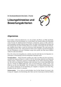 25. Bundeswettbewerb Informatik, 2. Runde  ¨ Losungshinweise und Bewertungskriterien