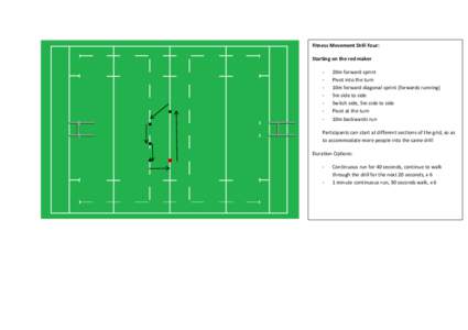 Fitness Movement Drill Four: Starting on the red maker - 20m forward sprint Pivot into the turn