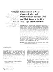 Establishment of vocal communication and discrimination between ewes and their lamb in the first two days after parturition