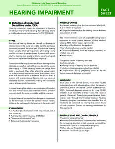 Oklahoma State Department of Education Special Education Services • [removed] • www.ok.gov/sde/special-education HEARING IMPAIRMENT ■ Definition of Intellectual Disabilities under IDEA