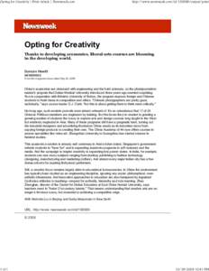 Opting for Creativity | Print Article | Newsweek.com  1 of 1 http://www.newsweek.com/id[removed]output/print