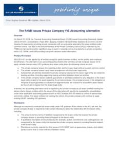 The FASB Issues Private Company VIE Accounting Alternative