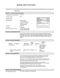 MATERIAL SAFETY DATA SHEET  Nitric Acid SECTION 1 . Product and Company Idenfication  Product Name and Synonym: