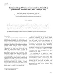 Biometrical study of Artemia urmiana (Anostraca: Artemiidae) cysts harvested from Lake Urmia (West Azerbaijan, Iran)