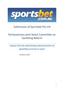 Submission: Inquiry into the advertising and promotion of gambling services in sport