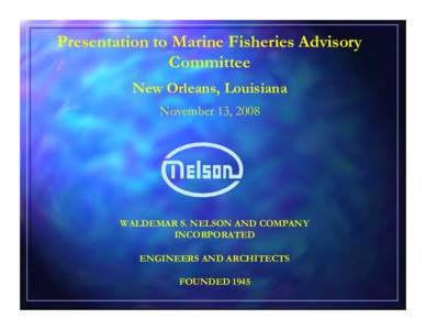 Presentation to Marine Fisheries Advisory Committee New Orleans, Louisiana November 13, 2008  WALDEMAR S. NELSON AND COMPANY