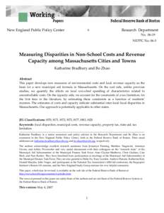 Measuring Disparities in Non-School Costs and Revenue Capacity among Massachusetts Cities and Towns