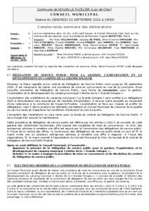Commune de NOUAN LE FUZELIER (Loir-et-Cher) CONSEIL MUNICIPAL Séance du VENDREDI 03 SEPTEMBRE 2010 à 19h00