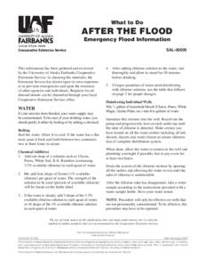 What to Do  AFTER THE FLOOD Emergency Flood Information  SAL-00005
