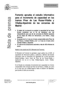 Fomento aprueba el estudio informativo para el incremento de capacidad en los tramos Pinar de Las Rozas-Villalba y Villalba-Alpedrete de las cercanías de Madrid