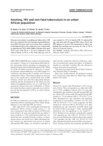 SHORT COMMUNICATION  INT J TUBERC LUNG DIS 12(6):695–697 © 2008 The Union  Smoking, HIV and non-fatal tuberculosis in an urban