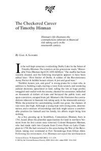 The Checkered Career of Timothy Hinman Hinman’s life illustrates the