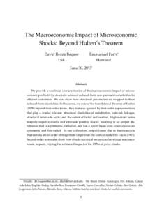 The Macroeconomic Impact of Microeconomic Shocks: Beyond Hulten’s Theorem David Rezza Baqaee Emmanuel Farhi∗